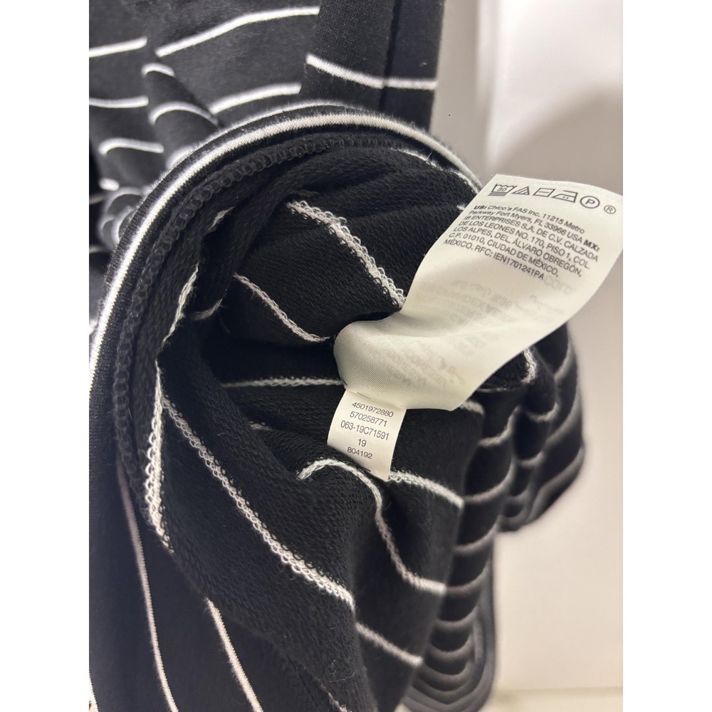 Chicos Zenergy Womens 1 (US 8/10) Black White Striped Pockets 3/4 Sleeve Dress - Picture 6 of 8